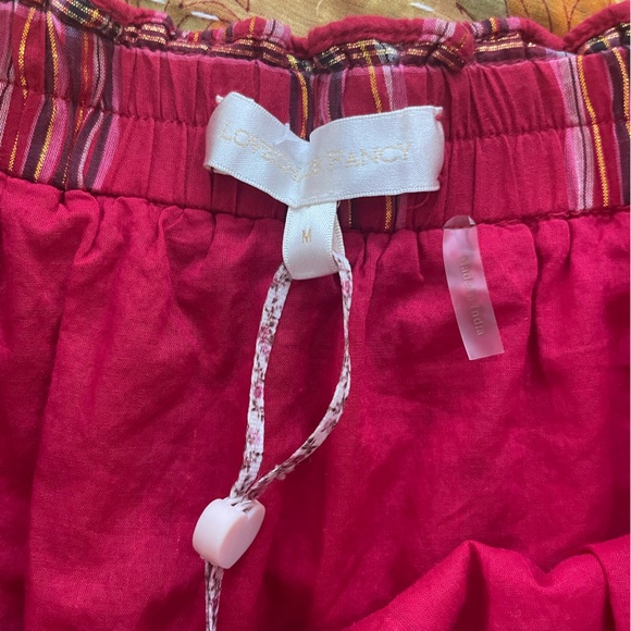 Love Shack Fancy Ruffle Mini  Skirt Medium Red Plaid Lace Ribbon - Picture 2 of 5